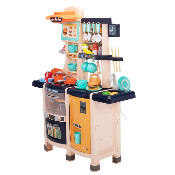 English Elm Large Kids Pretend Cooking Station with Pump Sink Realistic Sounds Lights 65 Pieces W2181142136