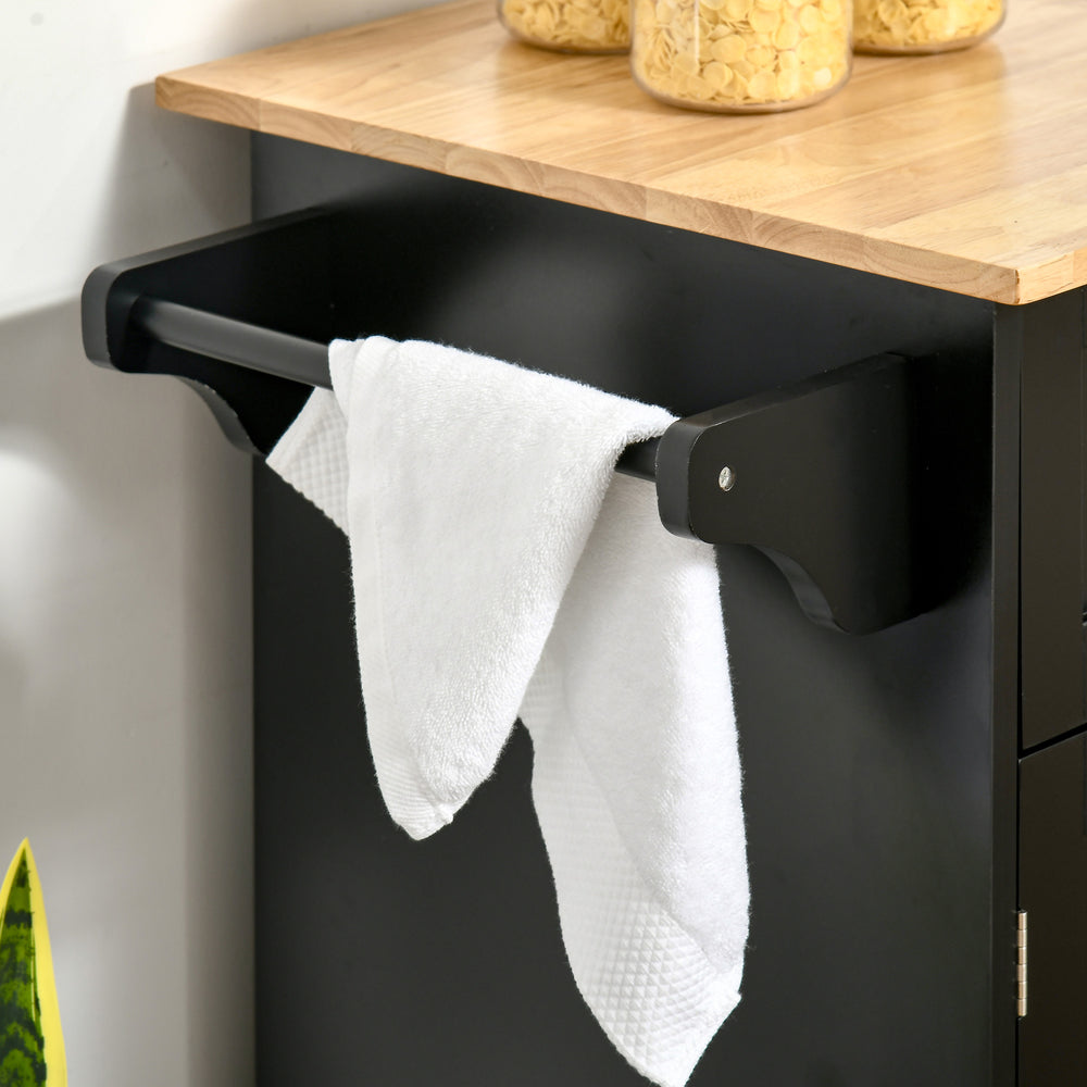 English Elm 41" Rolling Kitchen Island Cart with Rubberwood Top, Drawers, Adjustable Shelves & Locking Wheels for Versatile Storage and Mobility W2225142063