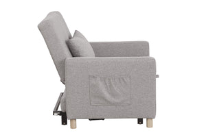 English Elm Convertible Sleeper Sofa Chair Bed with 3-Level Recline, Pull-Out Guest Bed, Plush Teddy Fabric Comfort Gray W1420131260