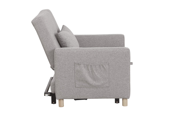 English Elm Convertible Sleeper Sofa Chair Bed with 3-Level Recline, Pull-Out Guest Bed, Plush Teddy Fabric Comfort Gray W1420131260