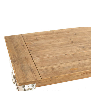 English Elm 47" Whitewash Fir Wood Coffee Table with Open Shelf French Country Living Room W2078141933