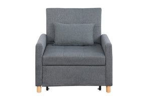 English Elm Convertible Sleeper Sofa Chair Bed with 3-Level Recline, Pull-Out Guest Bed, Plush Teddy Fabric Comfort Dark Gray W1420131259