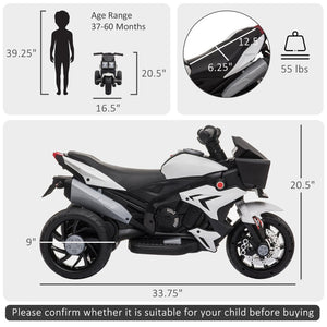 English Elm 6v Battery Powered Kids Motorbike with Headlights Wide Tires and Engine Sounds W2225141983