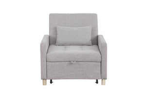 English Elm Convertible Sleeper Sofa Chair Bed with 3-Level Recline, Pull-Out Guest Bed, Plush Teddy Fabric Comfort Gray W1420131260