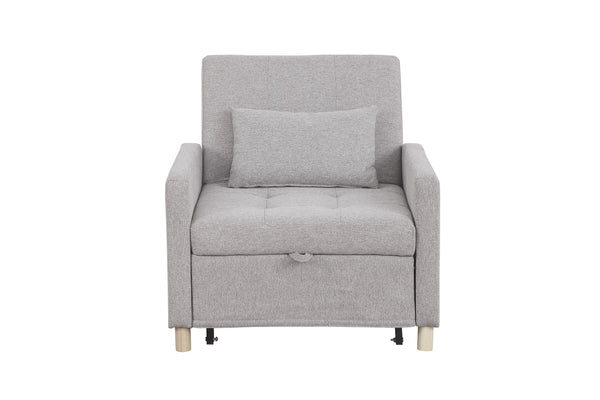 English Elm Convertible Sleeper Sofa Chair Bed with 3-Level Recline, Pull-Out Guest Bed, Plush Teddy Fabric Comfort Gray W1420131260