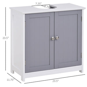 English Elm Kleankin Pedestal Sink Base Cabinet with Adjustable Shelf and Double Door Storage W2225142076