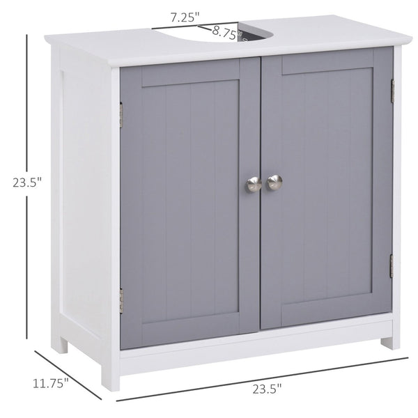English Elm Kleankin Pedestal Sink Base Cabinet with Adjustable Shelf and Double Door Storage W2225142076