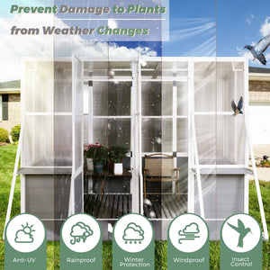 English Elm Greenhouse, Wooden Lean to Walk in Design with Polycarbonate Panels for Year Round Growing W1850S00005