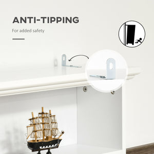 English Elm Hall Tree Entryway Bench with Coat Rack, Storage Cabinet, Drawers & Hooks for Mudroom White W2225S00023