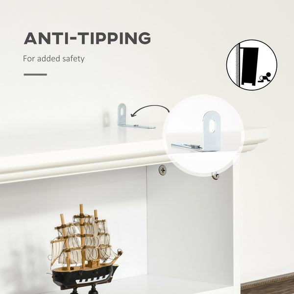 English Elm Hall Tree Entryway Bench with Coat Rack, Storage Cabinet, Drawers & Hooks for Mudroom White W2225S00023