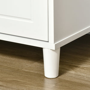 English Elm Hall Tree Entryway Bench with Coat Rack, Storage Cabinet, Drawers & Hooks for Mudroom White W2225S00023