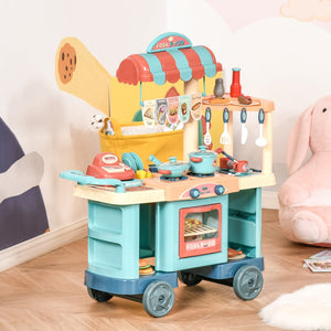 English Elm Kids Pretend Play Food Stand with Cashier Register and 50 Piece Accessory Set W2225141973