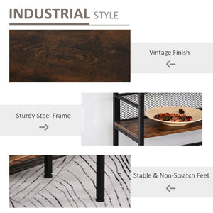 English Elm 3-tier Industrial Console Table Black Metal Frame Mdf Shelves for Entryway or Study W2225142062