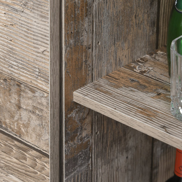 English Elm Freestanding Rustic Kitchen Buffet with Hutch and Sliding Barn Door Pantry, 5-Tier Adjustable Storage, Vintage Wood W2225142091