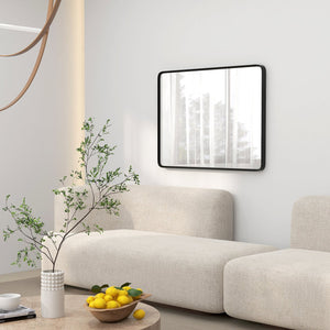 English Elm 36 x 24 Modern Wall Mirror with Aluminum Frame, 5-Layer HD Reflection, Safe Shatterproof Backing (Black) W2225142069