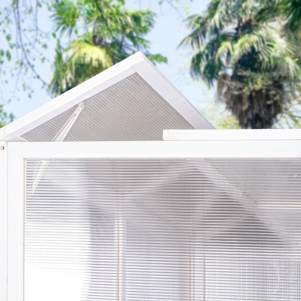 English Elm Greenhouse, Wooden Lean to Walk in Design with Polycarbonate Panels for Year Round Growing W1850S00005
