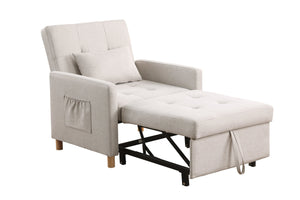 English Elm Convertible Sleeper Sofa Chair Bed with 3-Level Recline, Pull-Out Guest Bed, Plush Teddy Fabric Comfort Beige W1420131261