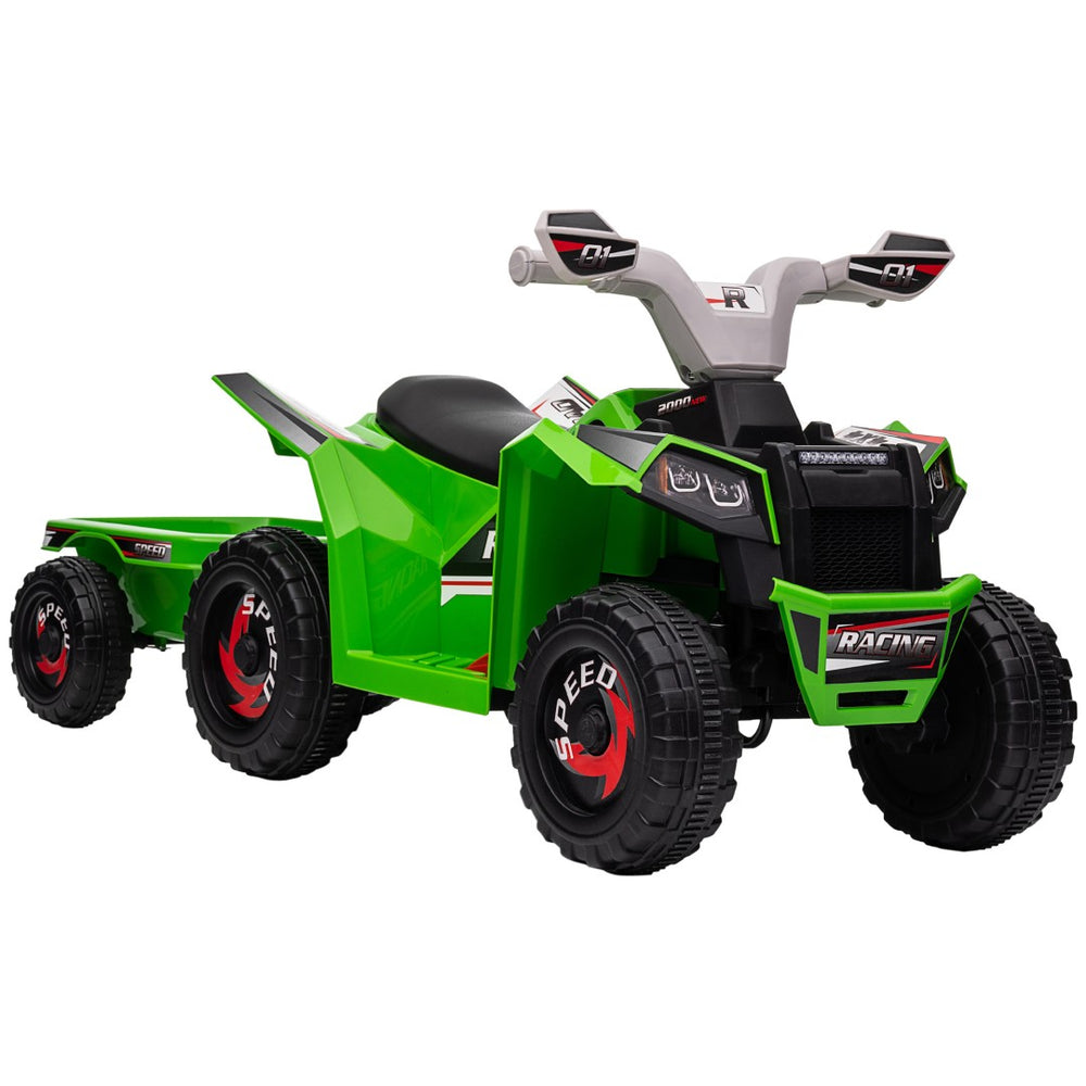English Elm Kids 6v Electric Atv Ride on with Detachable Trailer and Foot Pedal Controls W2225141996