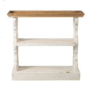 English Elm 35.5" French Country Console Shelf Three Tier Fir Wood Tray Top Distressed Finish W2078141936