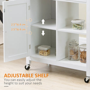 English Elm Kitchen Island Cart with Solid Wood Top, Rolling Storage Cabinet, Drawer, Towel Rack & Wheels for Dining White W2225142052
