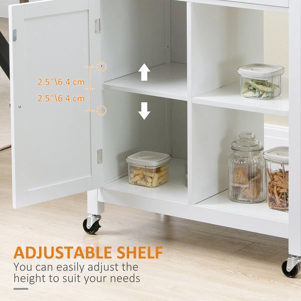 English Elm Kitchen Island Cart with Solid Wood Top, Rolling Storage Cabinet, Drawer, Towel Rack & Wheels for Dining White W2225142052