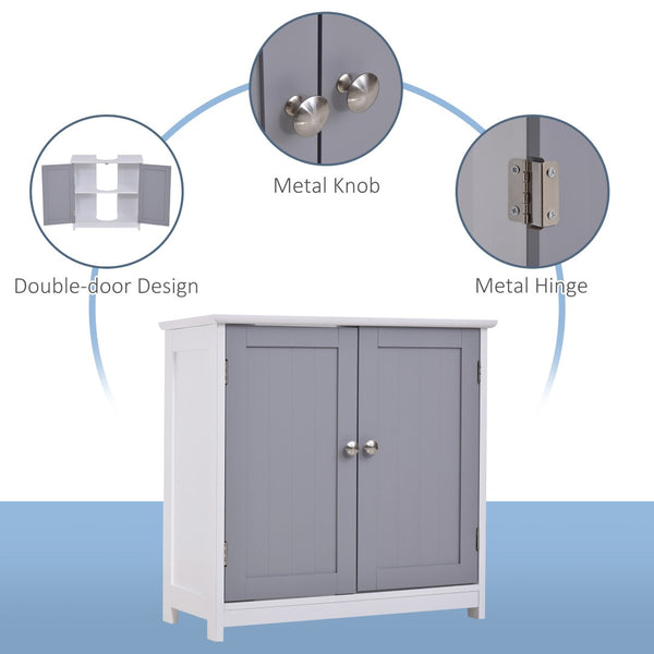 English Elm Kleankin Pedestal Sink Base Cabinet with Adjustable Shelf and Double Door Storage W2225142076