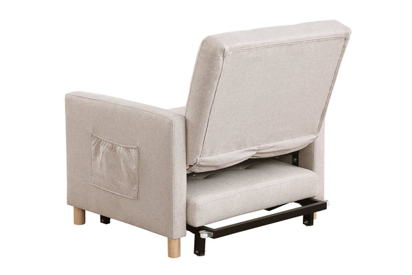 English Elm Convertible Sleeper Sofa Chair Bed with 3-Level Recline, Pull-Out Guest Bed, Plush Teddy Fabric Comfort Beige W1420131261