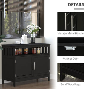 English Elm Sideboard Modern Buffet Cabinet with Magnet Door and Aluminum Handles, Large Storage & Adjustable Shelf Black W2225142078