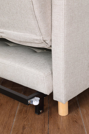 English Elm Convertible Sleeper Sofa Chair Bed with 3-Level Recline, Pull-Out Guest Bed, Plush Teddy Fabric Comfort Beige W1420131261