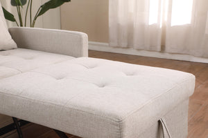 English Elm Convertible Sleeper Sofa Chair Bed with 3-Level Recline, Pull-Out Guest Bed, Plush Teddy Fabric Comfort Beige W1420131261