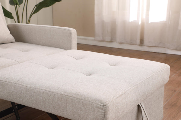 English Elm Convertible Sleeper Sofa Chair Bed with 3-Level Recline, Pull-Out Guest Bed, Plush Teddy Fabric Comfort Beige W1420131261