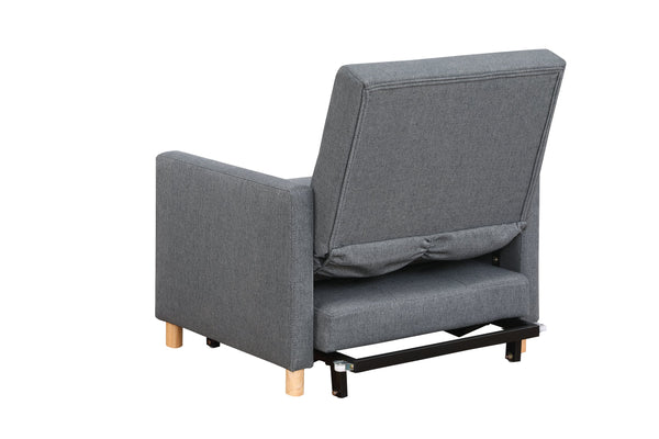 English Elm Convertible Sleeper Sofa Chair Bed with 3-Level Recline, Pull-Out Guest Bed, Plush Teddy Fabric Comfort Dark Gray W1420131259