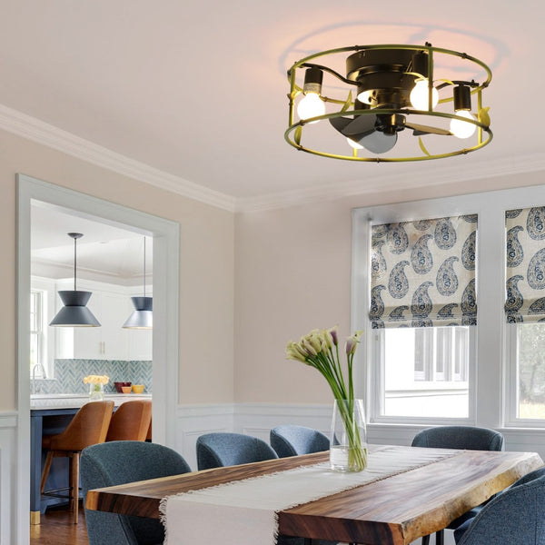 English Elm Beaded Wood Chandelier Fan Semi Flush Mount Bohemian Rustic Light for Small Rooms W1340P209772