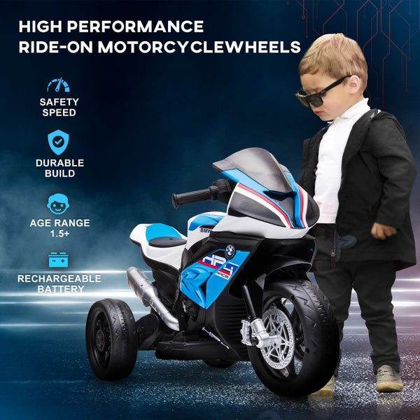 English Elm Licensed 6v Battery Powered Kids Dirtbike Three Wheel Ride on Toddler Motorcycle Blue W2225141990