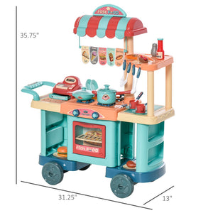 English Elm Kids Pretend Play Food Stand with Cashier Register and 50 Piece Accessory Set W2225141973