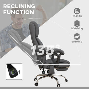 English Elm Executive Massage Office Chair with 4-Point Vibration, Heated Lumbar, Recline to 135°, PU Leather Comfort Gray W2225142102