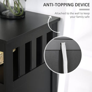 English Elm Sideboard Modern Buffet Cabinet with Magnet Door and Aluminum Handles, Large Storage & Adjustable Shelf Black W2225142078