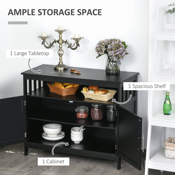 English Elm Sideboard Modern Buffet Cabinet with Magnet Door and Aluminum Handles, Large Storage & Adjustable Shelf Black W2225142078