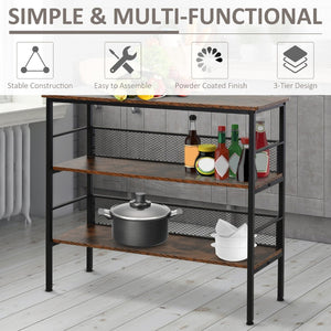 English Elm 3-tier Industrial Console Table Black Metal Frame Mdf Shelves for Entryway or Study W2225142062