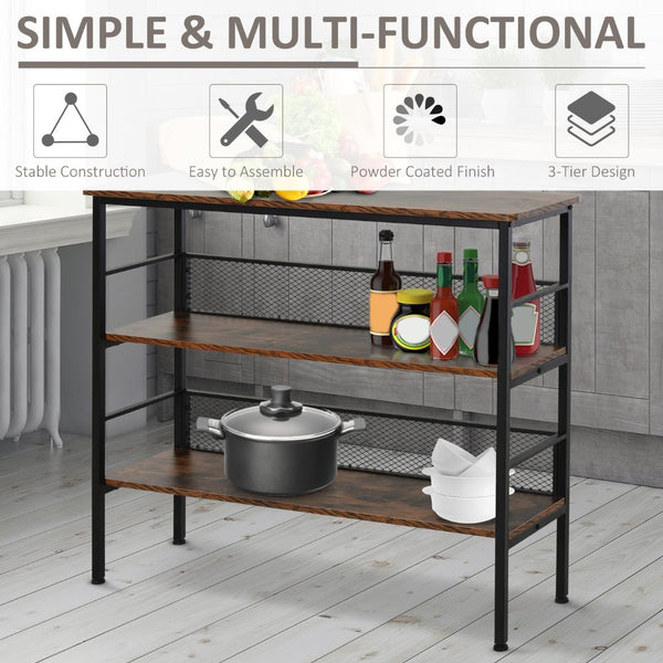 English Elm 3-tier Industrial Console Table Black Metal Frame Mdf Shelves for Entryway or Study W2225142062