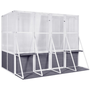 English Elm Greenhouse, Wooden Lean to Walk in Design with Polycarbonate Panels for Year Round Growing W1850S00005