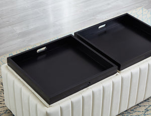 English Elm 45 Inch Velvet Storage Ottoman Bench with Tray Top for Living Room or Bedroom W2082130361