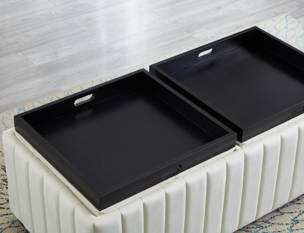 English Elm 45 Inch Velvet Storage Ottoman Bench with Tray Top for Living Room or Bedroom W2082130361