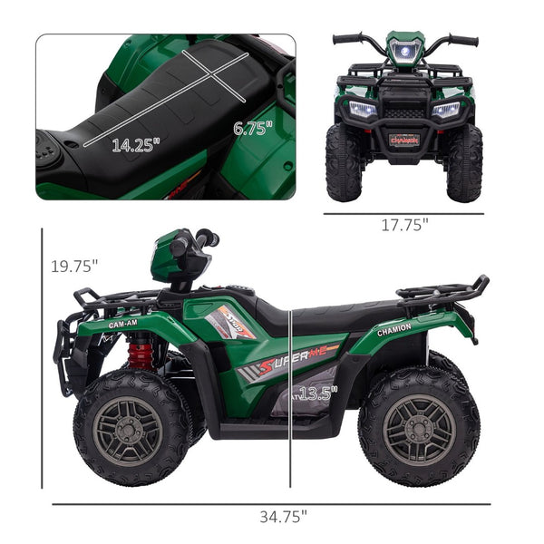 English Elm 12v Kids Electric Atv Ride on Four Wheeler with Led Lights Aux Usb Dual Motors W2225141995