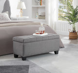 Hearth and Haven Upholstered Storage Rectangular Bench For Entryway Bench, Bedroom End Of Bed Bench Foot Of The Bed, Bench Entryway, Gray W2082130343