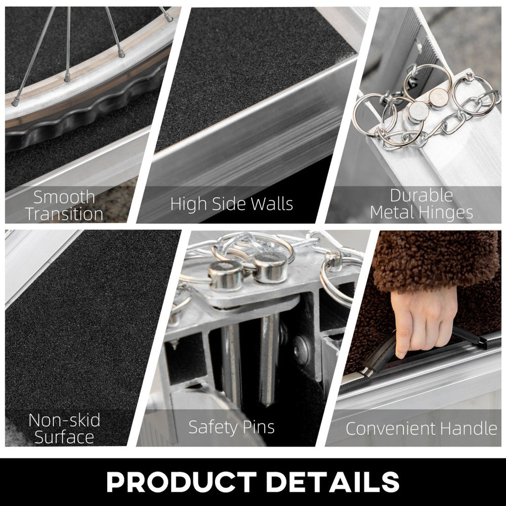 English Elm Textured Aluminum Folding Threshold Ramp Portable Wheelchair Access for Doorways and Steps W2225142059