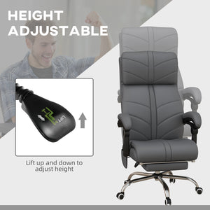 English Elm Executive Massage Office Chair with 4-Point Vibration, Heated Lumbar, Recline to 135°, PU Leather Comfort Gray W2225142102