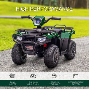 English Elm 12v Kids Electric Atv Ride on Four Wheeler with Led Lights Aux Usb Dual Motors W2225141995