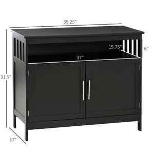 English Elm Sideboard Modern Buffet Cabinet with Magnet Door and Aluminum Handles, Large Storage & Adjustable Shelf Black W2225142078