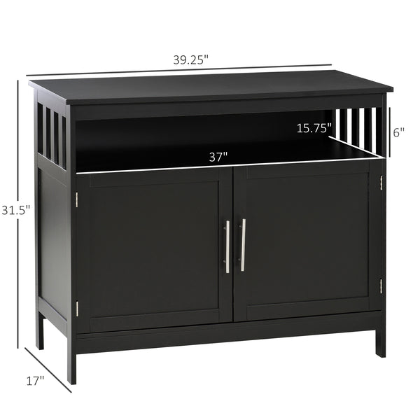 English Elm Sideboard Modern Buffet Cabinet with Magnet Door and Aluminum Handles, Large Storage & Adjustable Shelf Black W2225142078